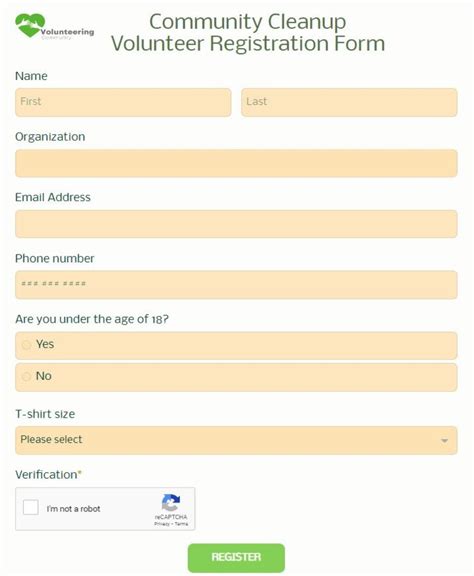 community builder registration form template