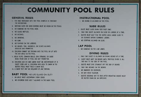 Community Pool Rules And Regulations