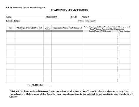 Community Service Forms Pdf