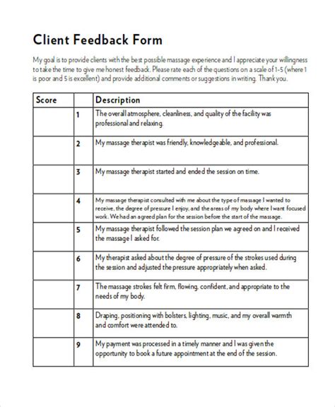 community services client feedback form template