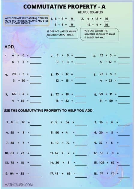 commutative associative and distributive properties worksheet 2 answer key