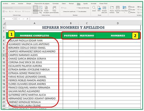 Cómo dividir nombres y ordenar celdas por color Excel 2016 Solvetic