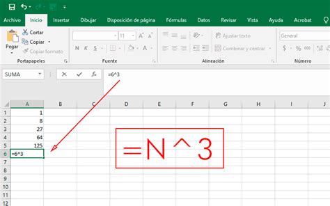 como elevar algo en excel