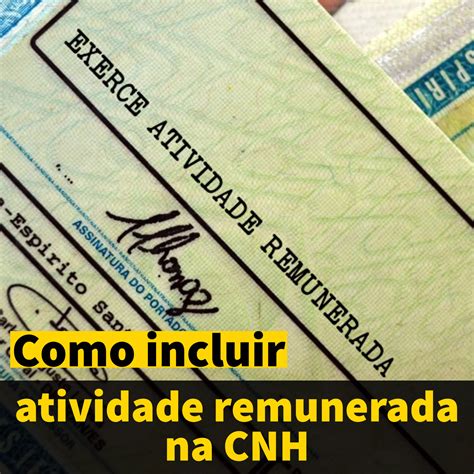 como incluir atividade remunerada na cnh