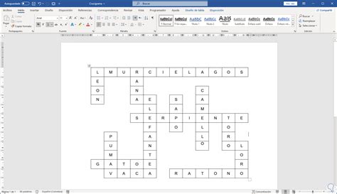 como realizar un crucigrama en word
