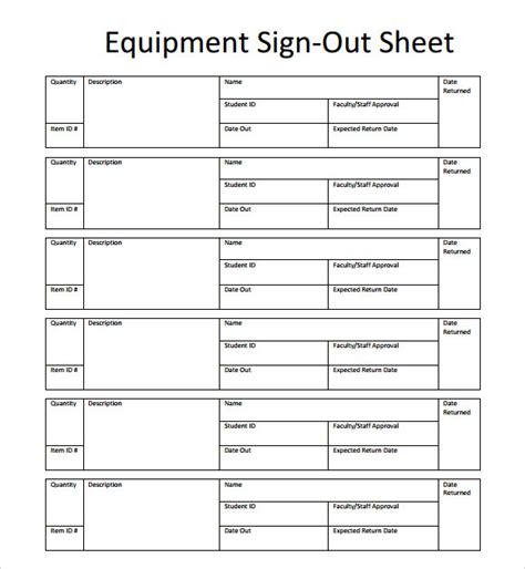Equipment Checkout form Template Awesome Best S Of tool Sign Out