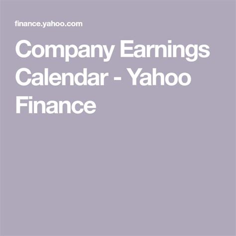 company earnings calendar yahoo finance