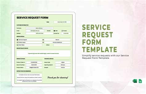 company needs service request form template