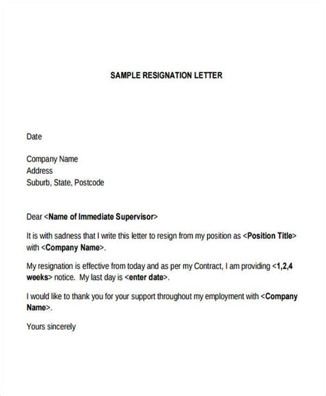 FREE 12+ Company Resignation Letters Samples in PDF MS Word Pages