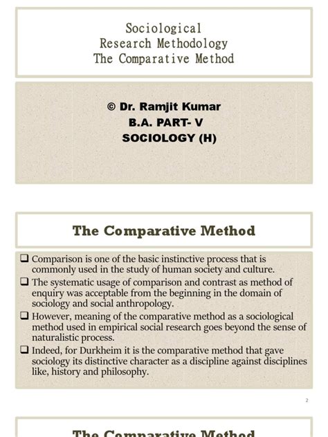 Comparative Method In Sociology Latest