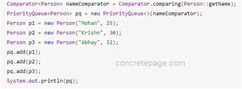 Comparator Java Queue