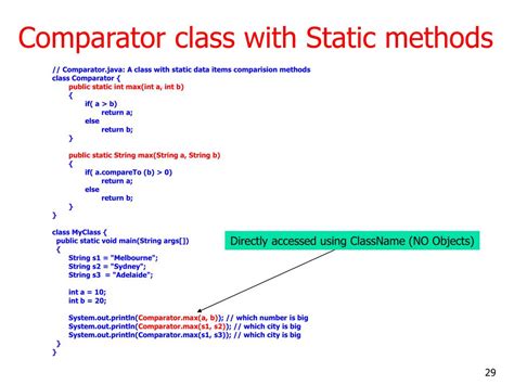 Comparator Java Static