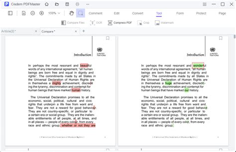 compare 2 pdf text differences