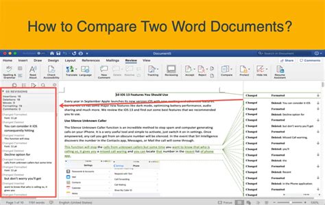 compare documents in word mac