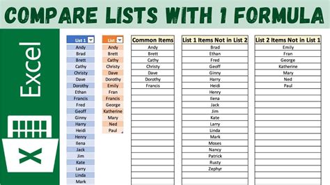 compare lists in excel
