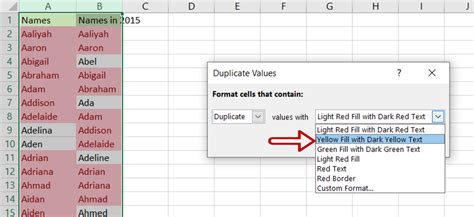 compare lists in excel for duplicates