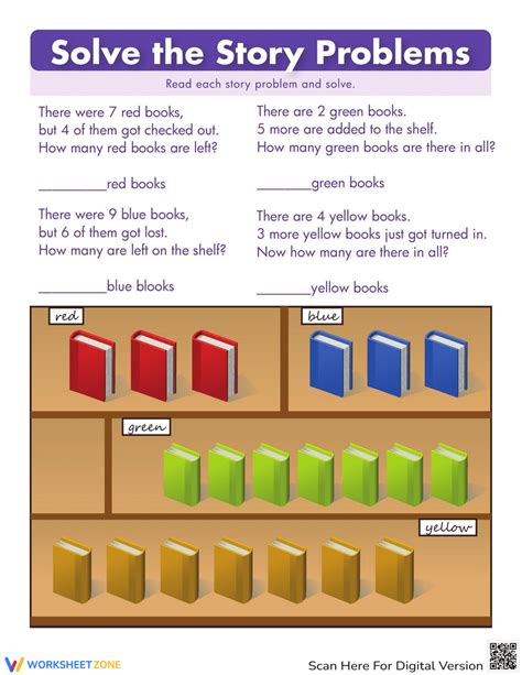 Compare Math Story Problems Worksheet With Diagram