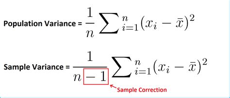 compare population variance and sample variance