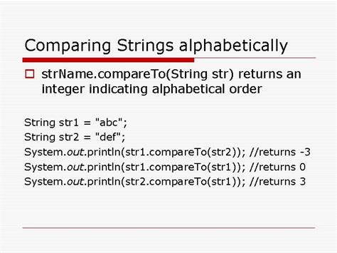 Compare Strings In Java Alphabetically