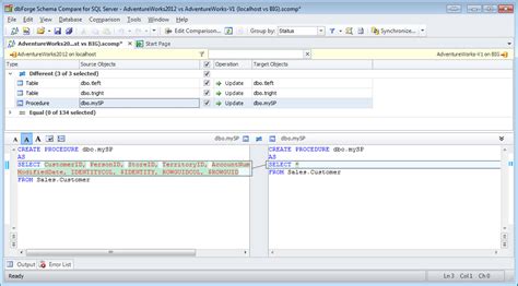 compare two databases structure sql server