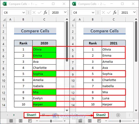 compare two excel sheets for differences using formulas