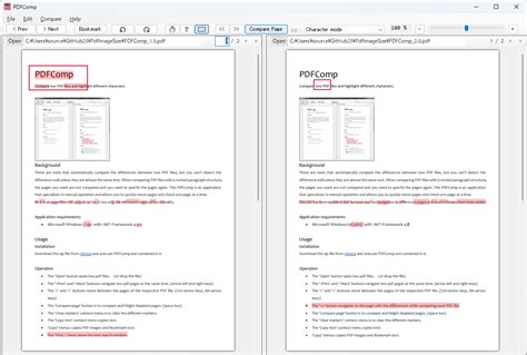 compare two pdf files and highlight differences