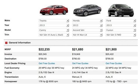 Compare Vehicles Side By Side Specs