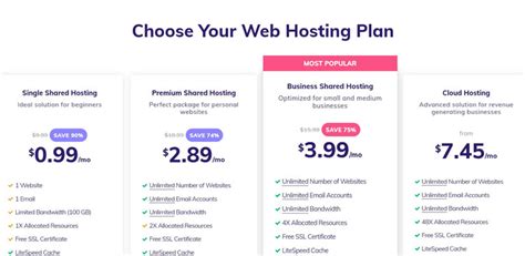 compare web hosting plans and features