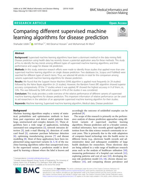 (PDF) Comparing different supervised machine learning algorithms for