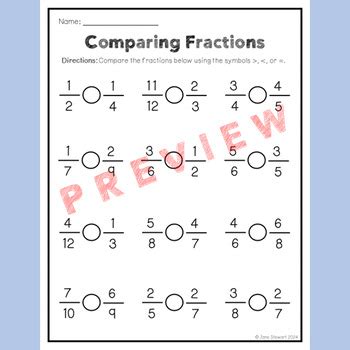 Comparing Fractions Comparing Fractions Printables