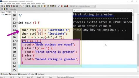 comparing in program