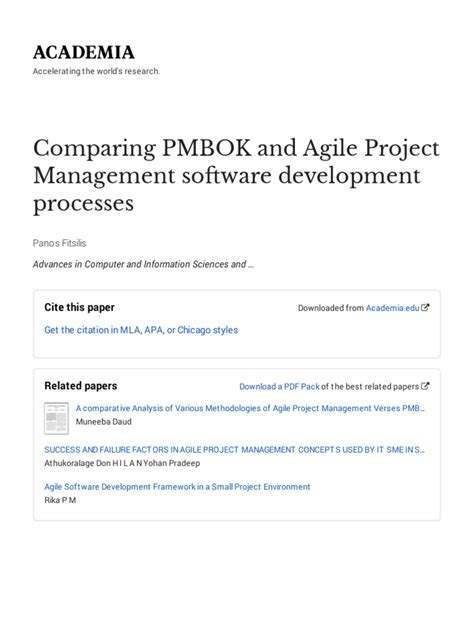 comparing pmbok and agile project management software development processes