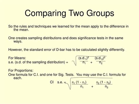 comparing statistical difference between two groups