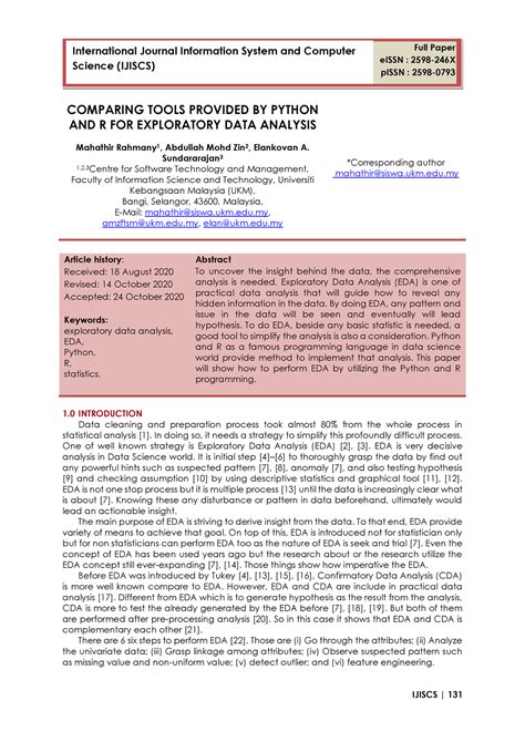 comparing tools provided by python and r for exploratory data analysis