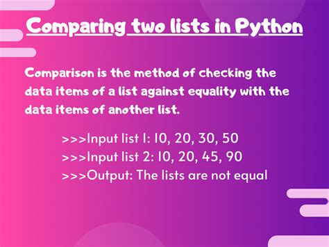Simple Ways to Compare Two Lists in Python