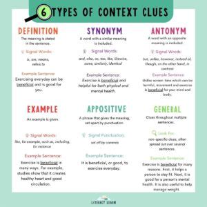 comparison context clues examples with answers grade 8