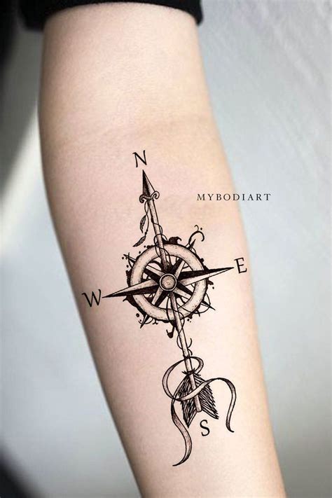 Compass Arrow Tattoo Design