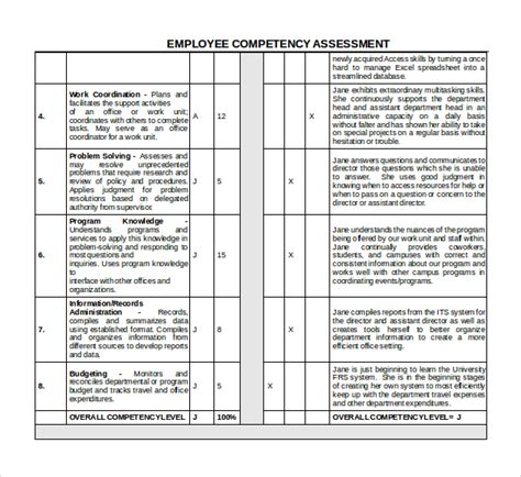 competency based evaluation examples
