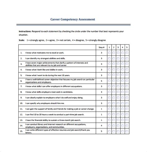 competency test examples