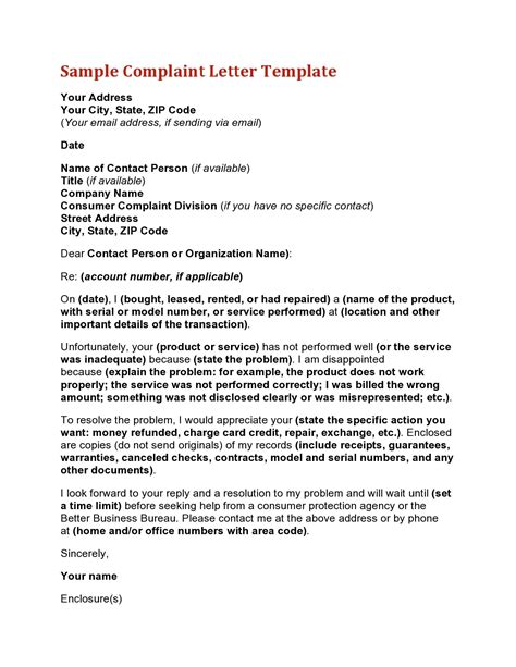 Example of Complaint Letter Templates at