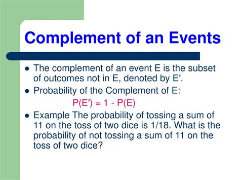 complement of an event definition in probability