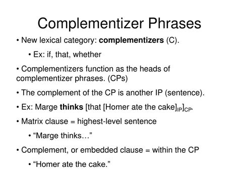complementizer phrase examples