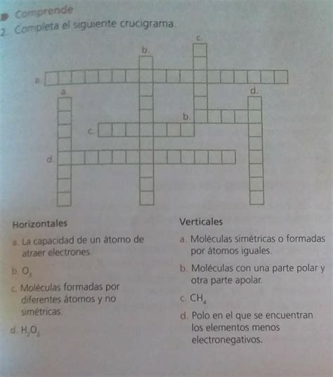 completa el siguiente crucigrama