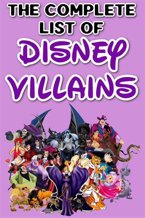 complete list of disney villains