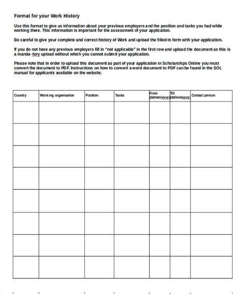 Complete Work History