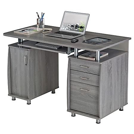 Complete Workstation Computer Desk With Storage Gray - Techni Mobili