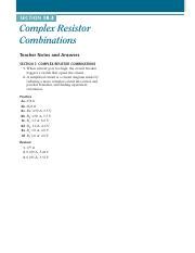 Complex Resistor Combinations Worksheet Answers