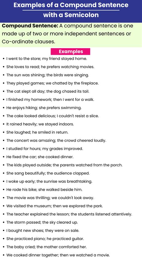 complex sentence with semicolon examples