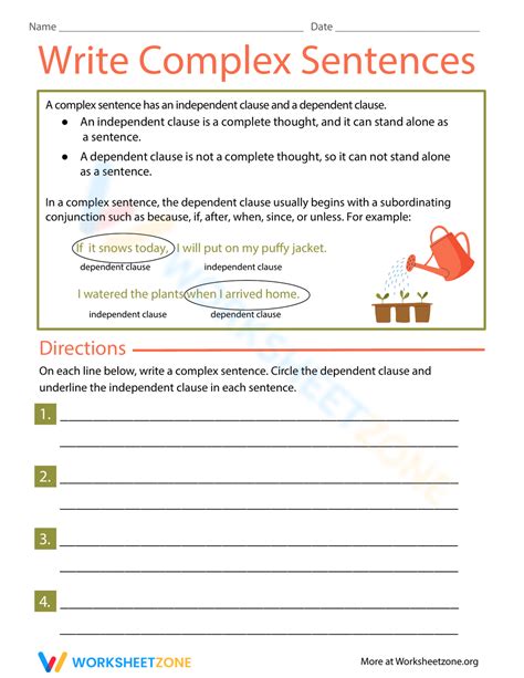 Complex Sentences Complex Sentences Printable Worksheets