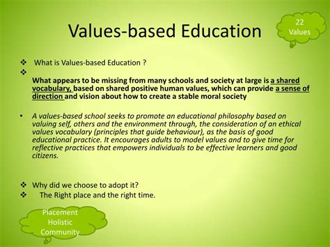 components of value based education ppt